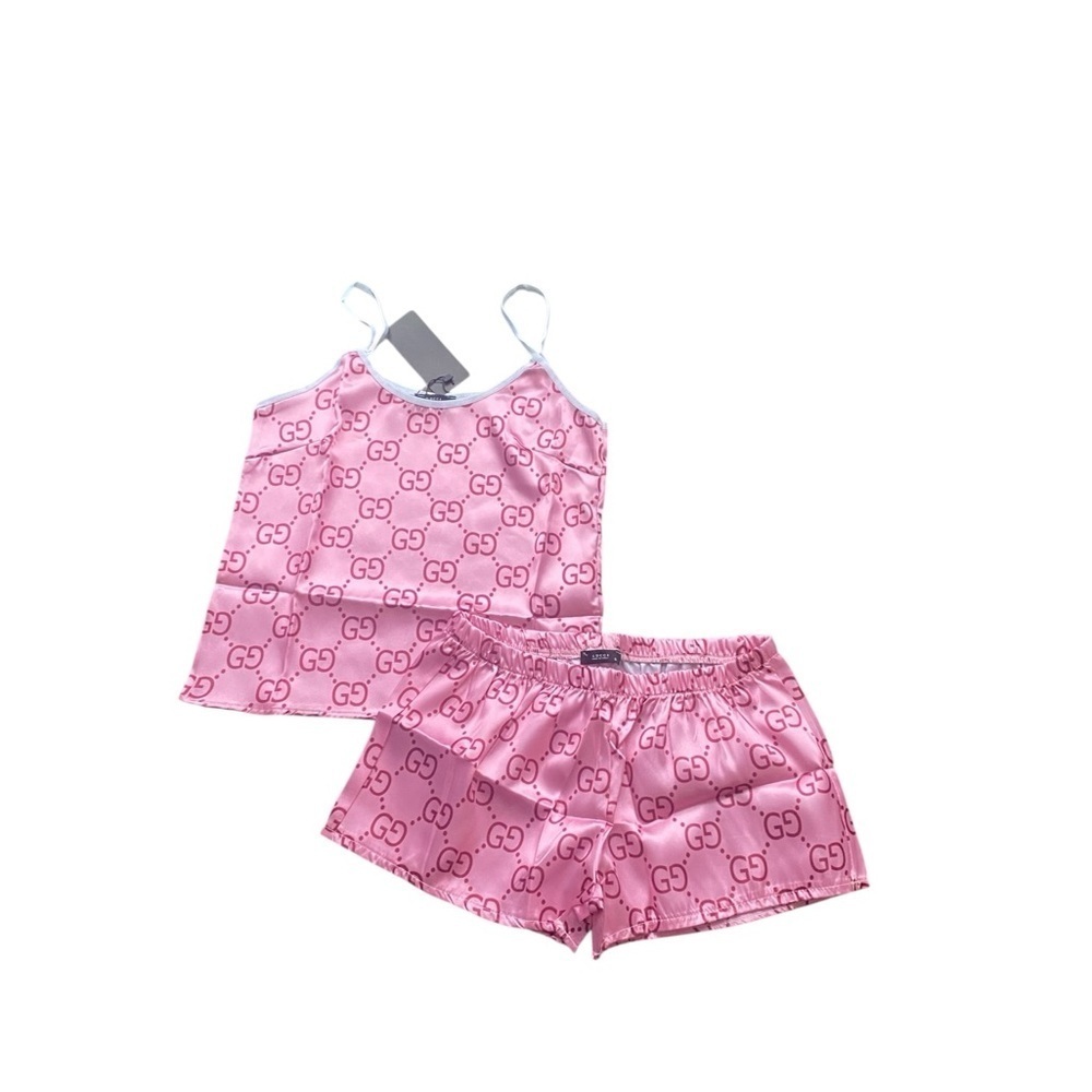 Pink Logo Print Pajama Set
